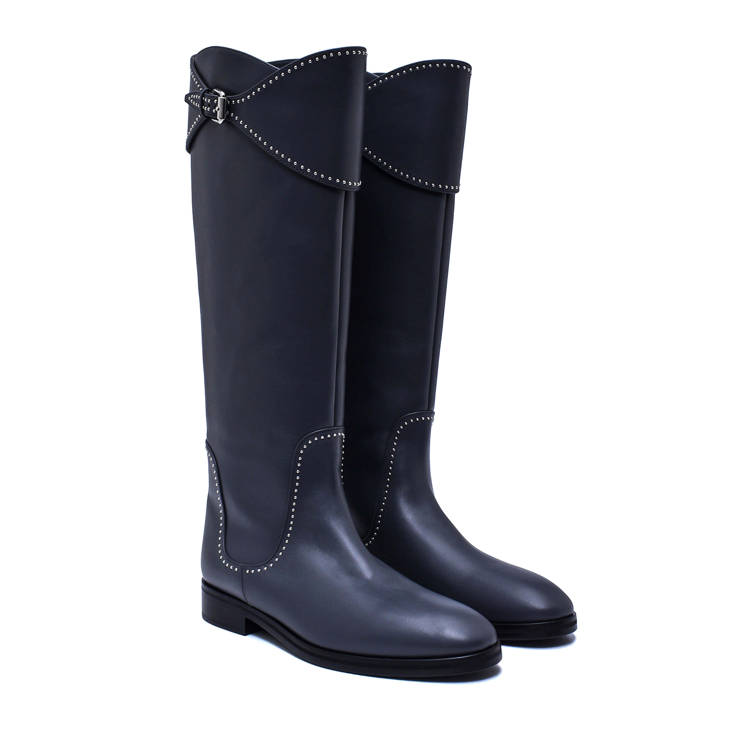 Alaia - Anthracite Leather Knee High Boots / 38